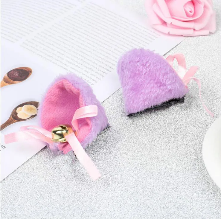 purple 1 пара, милые колокольчики, кошачьи ушки, заколка для волос, для женщин, для косплея, аниме, костюм, Хэллоуин, день рождения, аксессуары для волос, заколка для девочек - Цвет: purple
