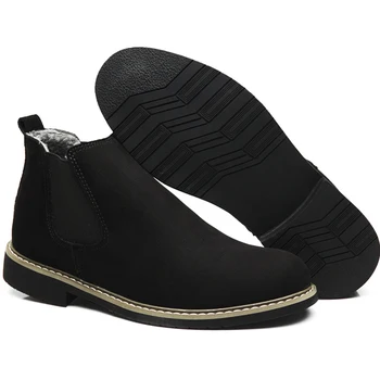 

Men Boots shoes Ankle Boots Male Leather Slip Ons Man Warm Adult Genuine Leather Low Slip-On Round Toe Spring/Autumn cowhid Boot