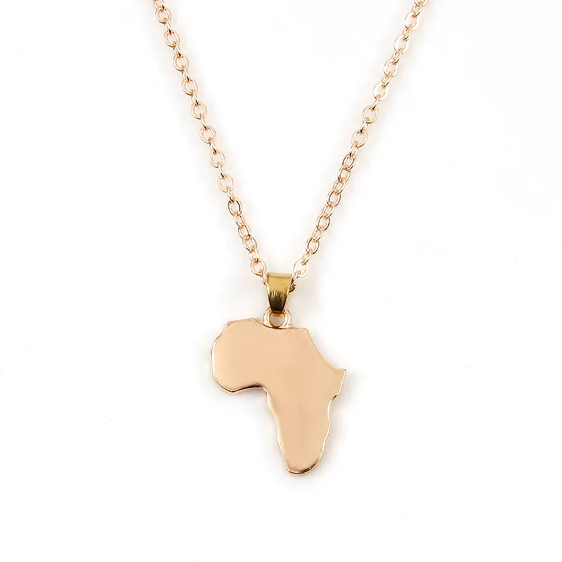 rose gold map 3 цвета, модное Африканское ожерелье с картой, африканские ювелирные изделия для женщин, массивное ожерелье золотого и серебряного цветов, цепочка, ожерелье, подарок - Окраска металла: rose gold map