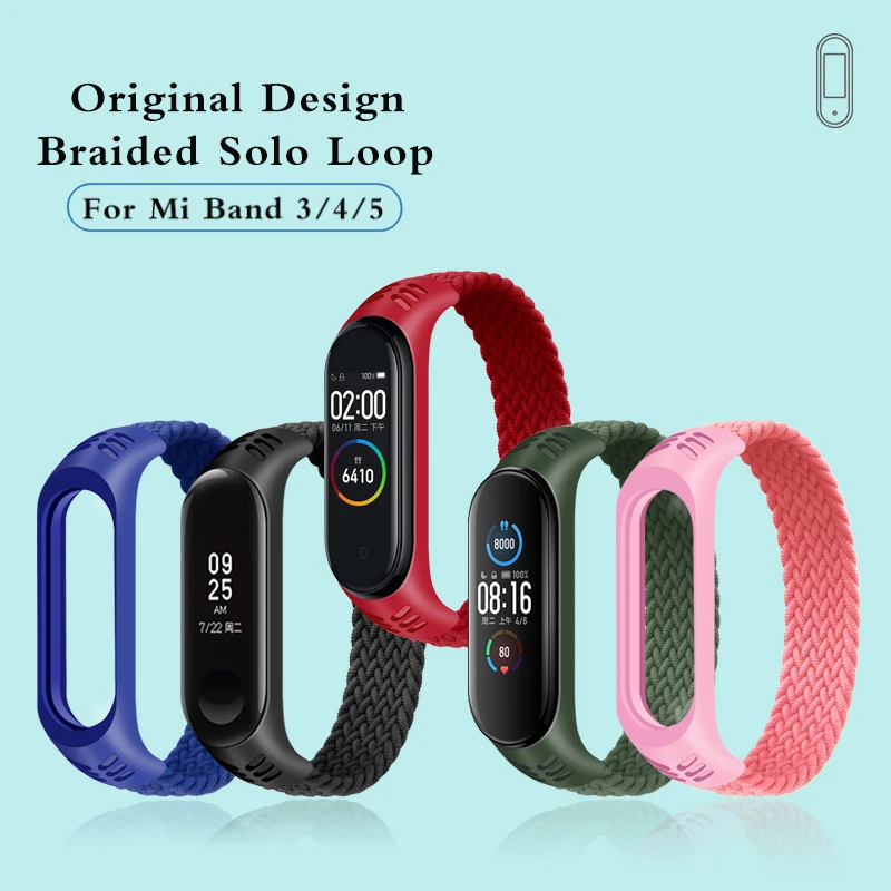 Новинка 2021 плетеные петли Roreta для mi band 5 4 3 тканевый эластичный ремешок браслет на