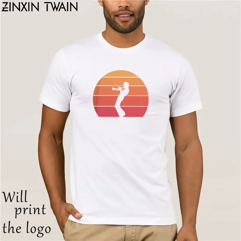 Round Neck Quality Miles Davis Trumpet Sunset High Street Tee Shirts Shirt For Man Hip Hop Custom Cotton T-Shirt | Мужская одежда