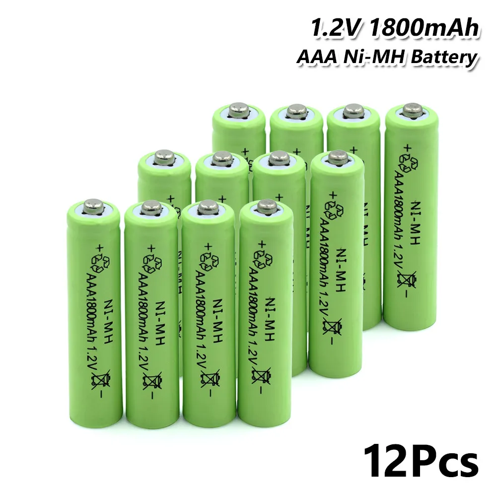 12pcs 4/8/12 шт Лидирующий бренд зеленый Aaa 1,2 V Перезаряжаемые Батарея 1800 мА/ч, предварительно/Stay заряда металл-гидридных или никель клетки батареи HR03, lr03 aaa - Цвет: 12pcs