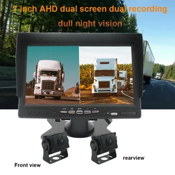 

Wireless 2 Backup Cameras IR Night Vision Waterproof with 7" Rear View Monitor for RV Truck Bus Parking Assistance System