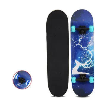 

Kids Adult Maple Skate Board Fashion Printed Deck Longboard Four-Wheel Skateboard Double Snubby Skateboard Sport Accessories