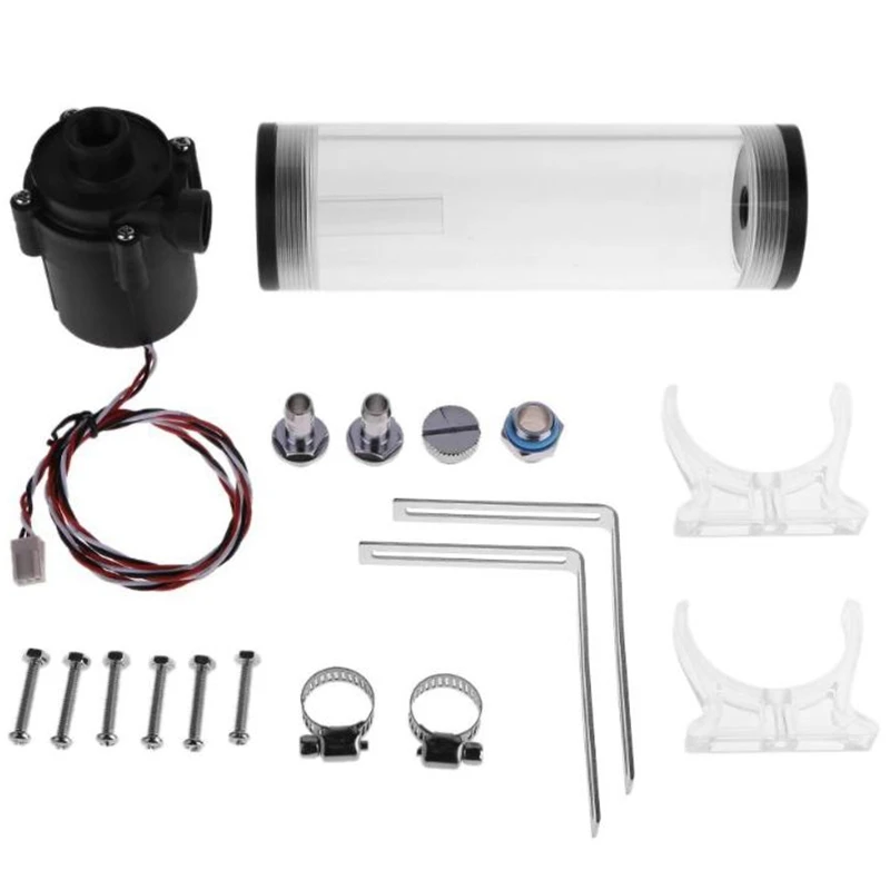 Kit com tanque de água para computador, g1/4 polegadas, xhc8 + 160mm, cilindro, 12v, 19w, pc, resfriamento, bomba sc600, radiador, à prova d
