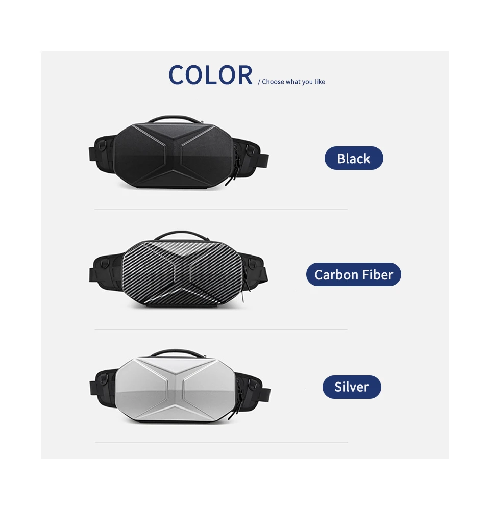 sachu OZUKO Hard Shell Waist Bag Fashion Men Chest Bags Outdoor
