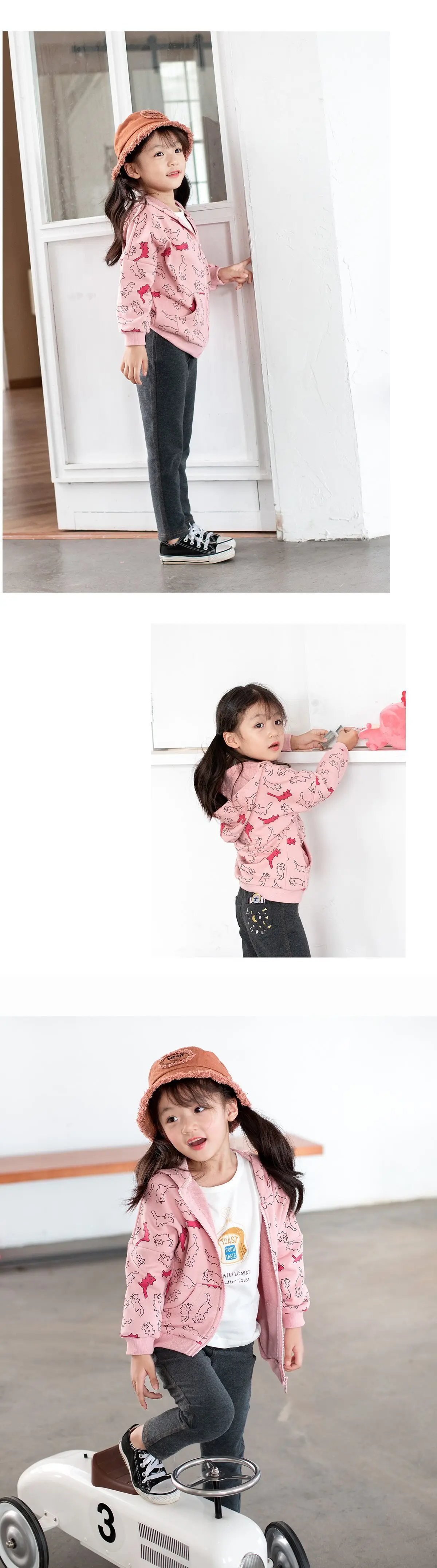 Осеннее повседневное махровое хлопковое пальто с рисунком для девочек кардиган с капюшоном и длинными рукавами для маленьких девочек, блузки, одежда для маленьких детей