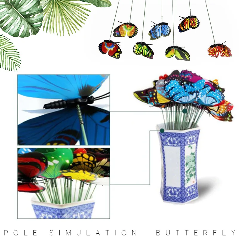 

Creative Lifelike Lawn Craft on Sticks 3D Insect Flowerpot Butterfly Garden Decor Beautiful 10 Pcs/Pack Yard Grassland