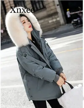 

Xnxee Trend Drawstring Waist Hugging Versatile Zipper Fly Hooded 2020 Winter Cotton-padded Clothes