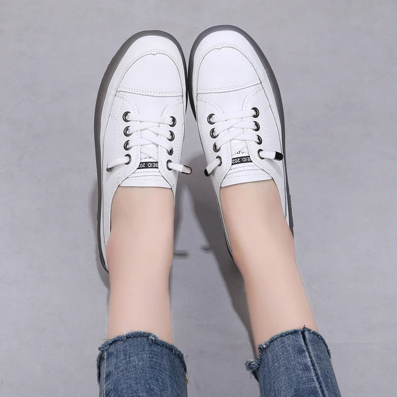 Women White Flats Loafers Pu Soft Leather Sneakers Vulcanized Shoes Female Comfort Zapatos De Mujer Casual Woman Shoes Mocassins