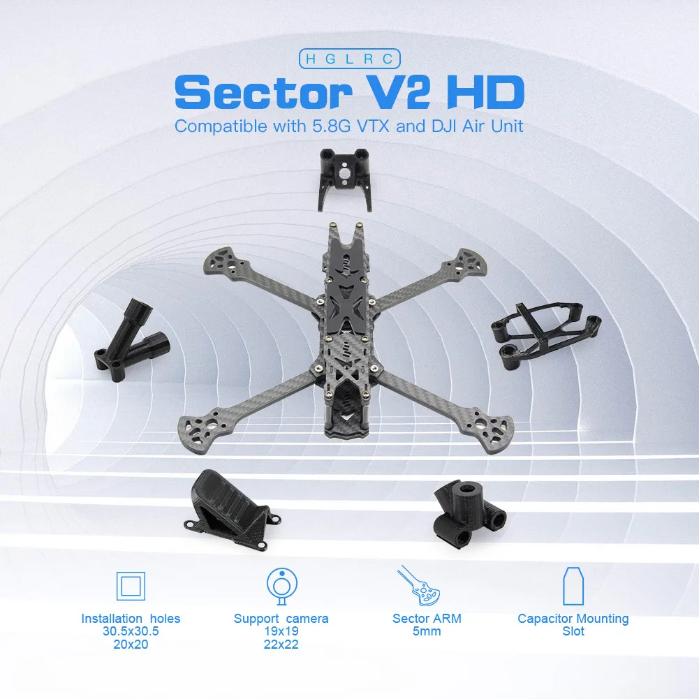 HGLRC SectorV2 HD 5/6/7in Фристайл труба из углеродистого волокна 3K комплект из углеродного волокна для рамы для RC квадролет с дистанционным управлением с видом от первого лица Квадрокоптер детей пульт дистанционного управления# G20