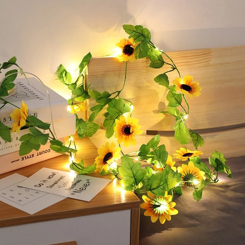 

2M 20 LED Fairy Lights Sun Flower Garland Led String Lights Christmas Decorations for Home Garden Patio Navidad Wedding Decor AA