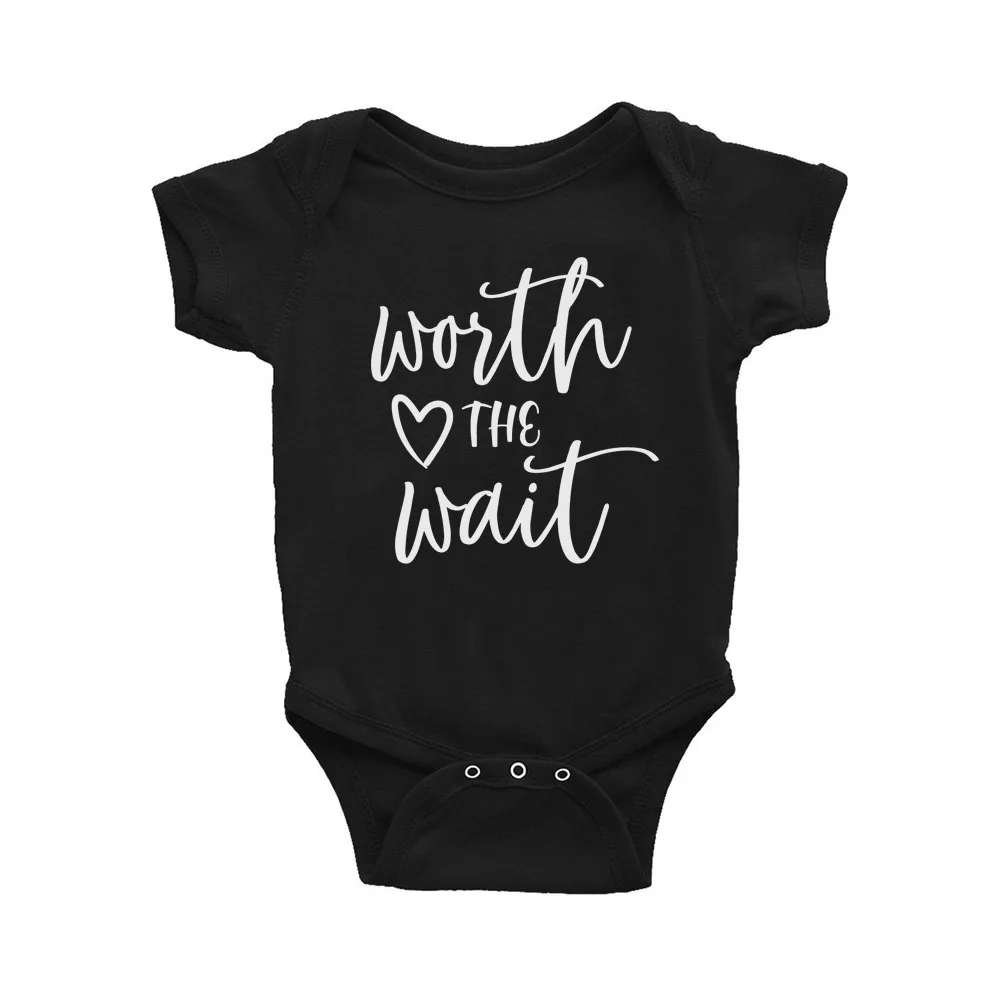 Casual Fashion Funny Baby Kids Boys Letter Printed Soft Worth The Wait Playsuit Outfits  Clothes Drop Shipping 6