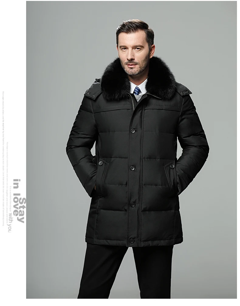 Длинная куртка-пуховик для девочек, длинный пуховик для девочек Для мужчин реальной меховой воротник зимняя куртка теплая куртка с капюшоном пальто для девочек удобная мужская однотонный деловой Для мужчин