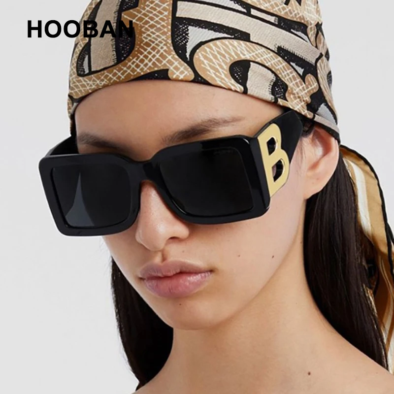 HOOBAN Fashion Oversized Sunglasses Women Classic Big Frame B Sun Glasses For Female Trendy Outdoor Eyeglasses Shades UV400 big sunglasses for women