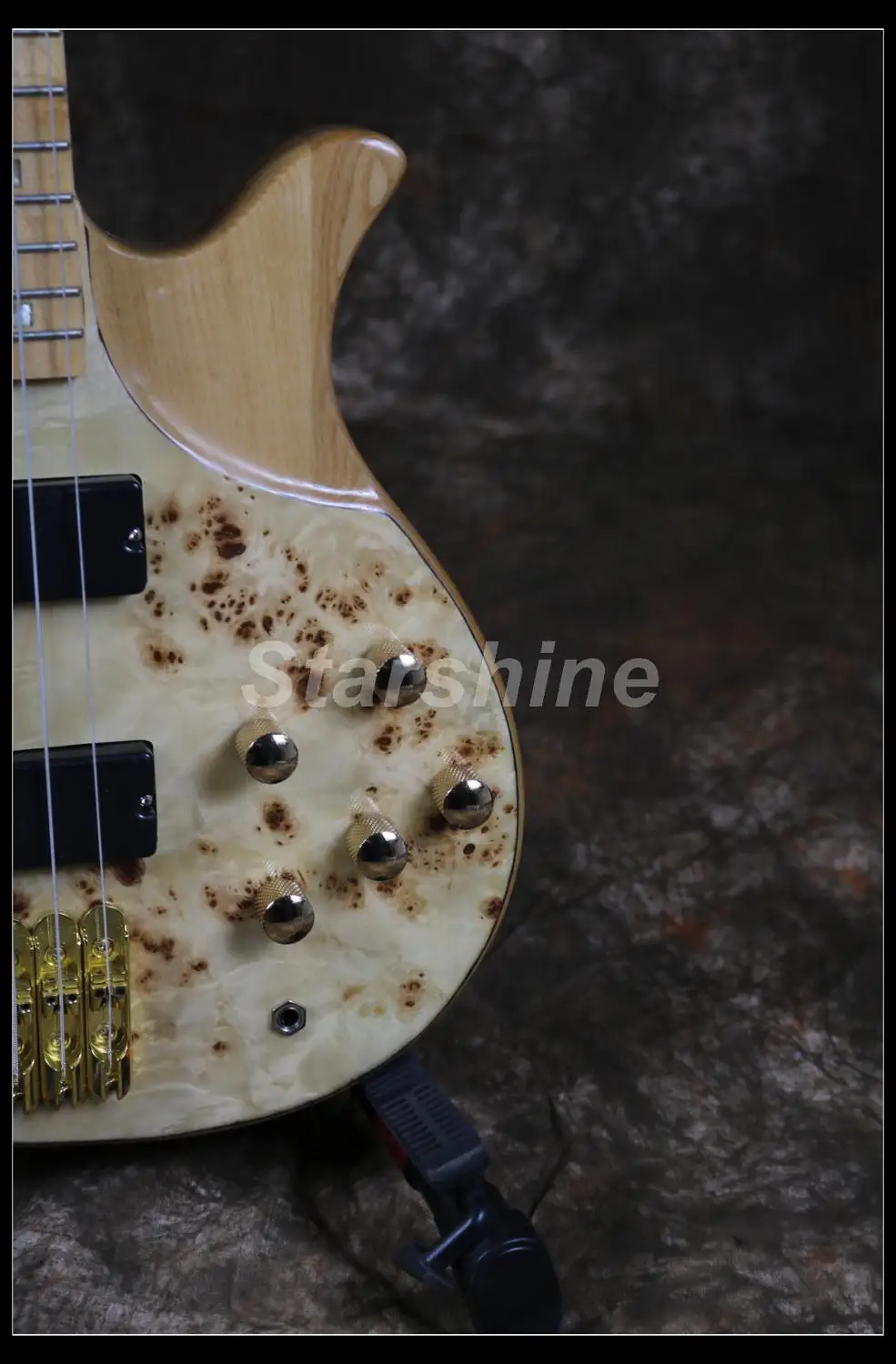 6 струн электрический бас гитара YL-BS10 Burl Top ASH Body клен гриф золото Аппаратные средства