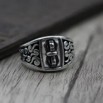

Personality Retro Thai Silver GTrousers Can Turn Ring Men Women Section S925 Sterling Silver Ring Buddhism
