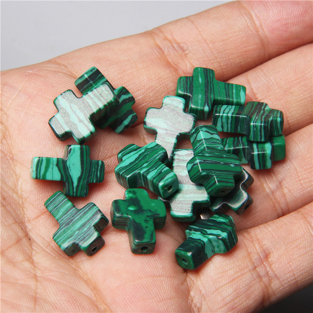 Natural Stone Crystal Tiger Eye Cross Loose Spacer Beads Charm for Women Jewelry Making DIY Necklace Bracelet Part 10pcs