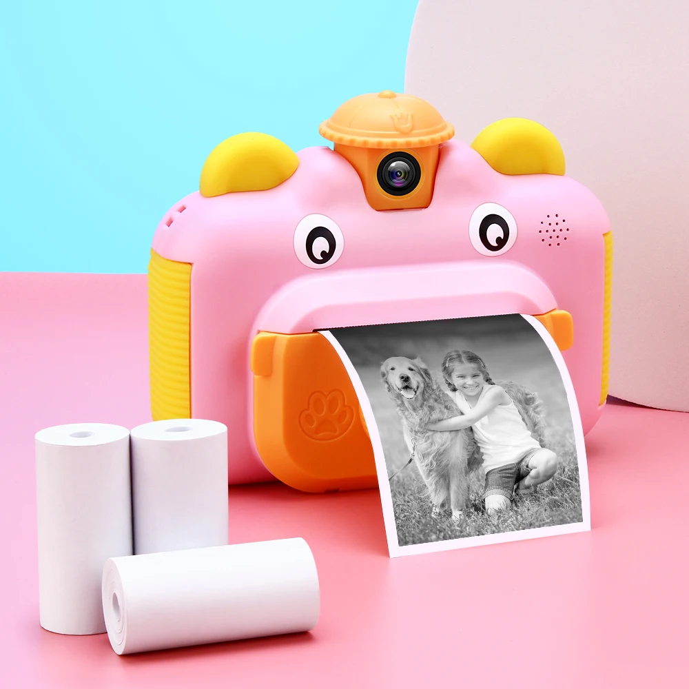 

Children Instant Print Camera Rotatable Lens 1080P High definition Kids Camera Toys with Thermal Photo Paper 32GB TF Card
