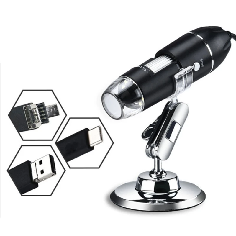 

Digital USB Microscope 500X Magnifier Protable Endoscope Microscope with Stand