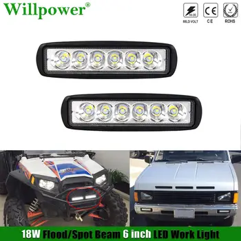 

Offroad Car LED Work Light Pods 18W 6" Mini Light Bar Spotlights 4x4 Truck Backup Lights ATV UTV SUV Flood Driving Fog Lamp
