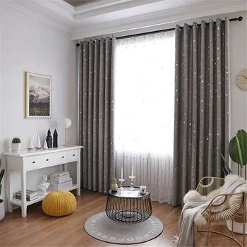 

Curtains Punch Stars Moons Printing High Shading Door Curtains Drape Panel Sheer or For Kids Bedroom Living Room