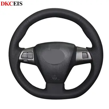 

DIY Hand-stitchedBlack Soft Artificial Leather Car Steering Wheel Cover for Toyota Corolla 2013 2012 2011 RAV4 2012 2011