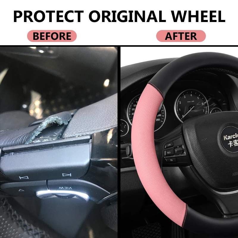 Coprivolante universale in Silicone per Auto coprivolante antiscivolo fresco in morbida pelle Texture Decor accessori Auto  34