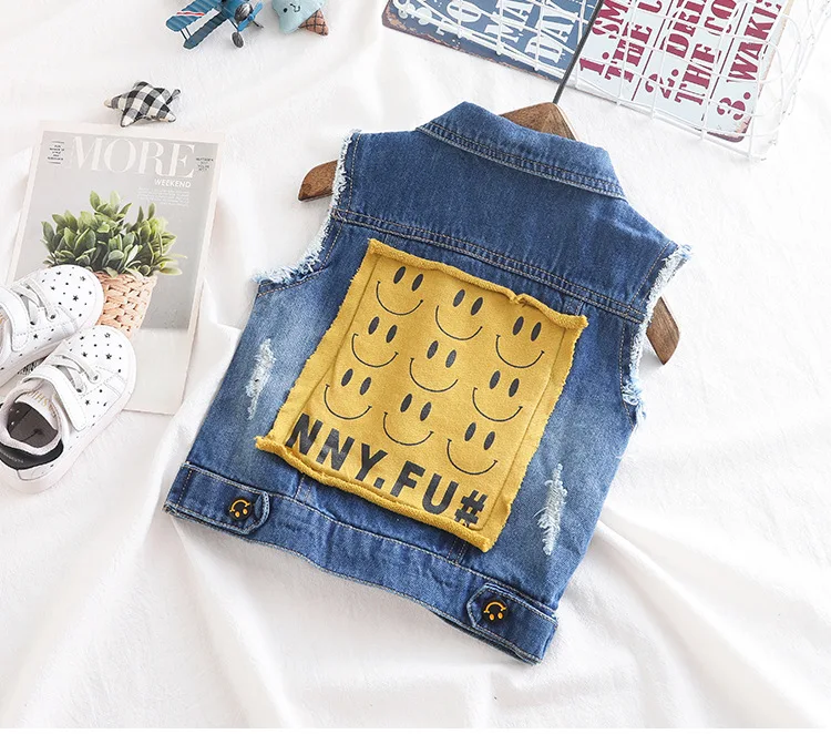 Autumn Childrenswear Small CHILDREN'S Denim Waistcoat Coat Korean-style New Style Baby Sleeveless Waistcoat Vest Clothes fo