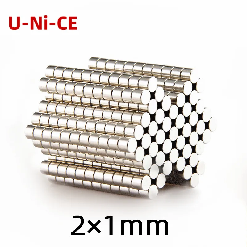 

u-ni-ce 100/200/500/10000 pcs 2 x 1 mm N35 Mini Round NdFeB Neodymium Magnet Rare Earth Powerful Permanet Craft Magnets 2*1mm