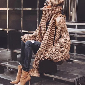 Khaki HEE GRAND женский свитер ручной работы женский светильник-шар рукав свитер Sueter mujer Invierno женский кардиган пальто WZM1492 - Цвет: Khaki