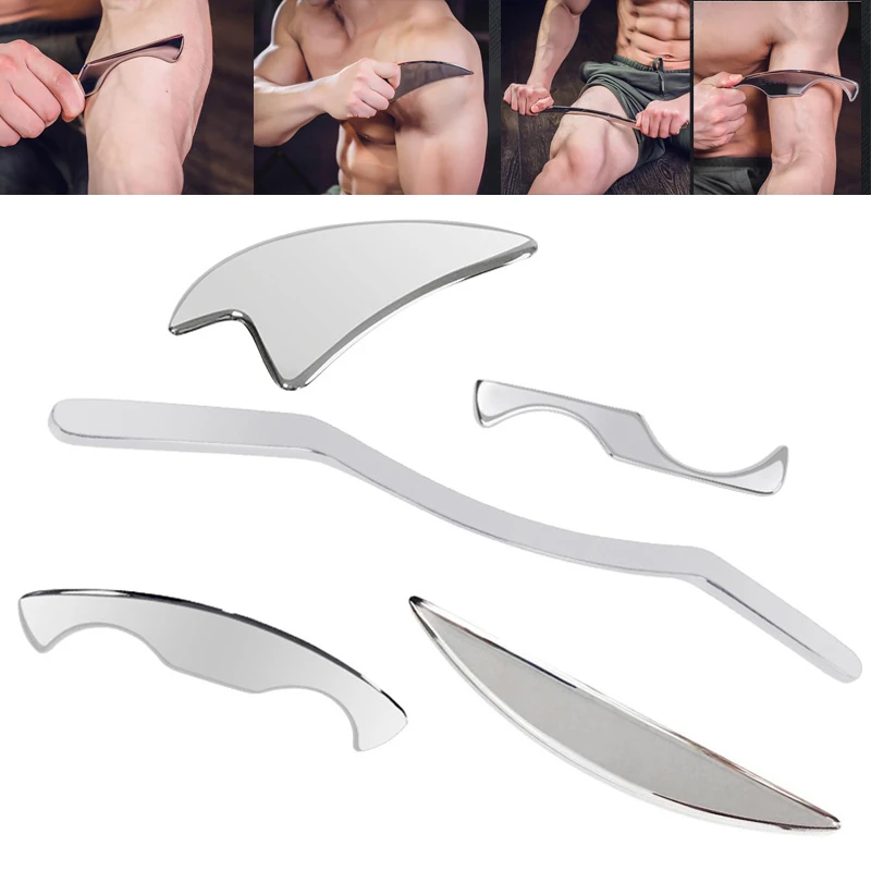Stainless Steel Scraping Tool Gua Sha Massager Myofascial Knife Muscle Relax For Arm Neck Back Body IASTM Therapy Massage Tools