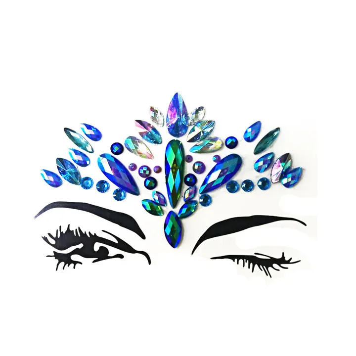7 Fashion Jewelry Stickers Acrylic Rhinestone Festival Masquerade Party Women Face Sticker  Temporary Tattoo Diy Accessories