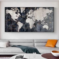 World Map Canvas Painting Posters and Prints Retro Map Wall Art Picture Cuadros Study Office Home Decoration Room Decor