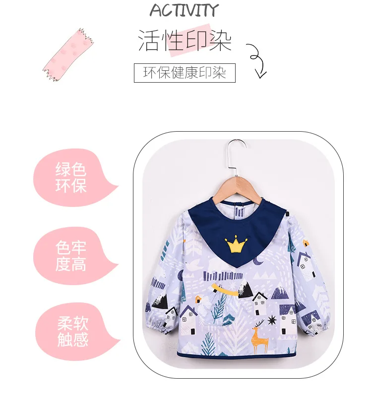 Baby Bandana Bibs Cute Cartoon Baby Bibs Waterproof Infant Children Drawing Long Sleeve Apron Baby Self Feeding Bib