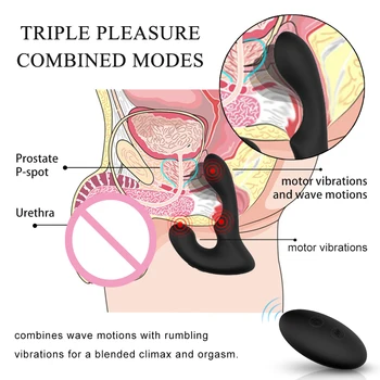 PHANXY Remote Control Male Prostate Massager Vibrator For Men Tail Anal Plug Sex Toys Silicone Butt Plug Sex Toy For Gay Couples 3