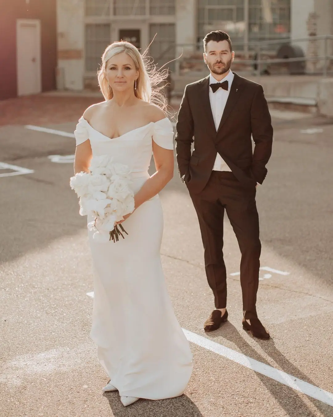 Mryarce Schulterfreies Brautkleid aus Stretch-Crêpe, Meerjungfrau-Brautkleid – Detail 3