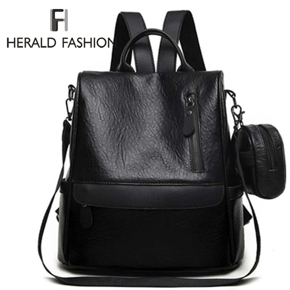 Herald модный Противоугонный рюкзак, Женская трендовая мягкая качественная кожаная сумка, корейский Многофункциональный рюкзак для покупок для женщин, Новинка