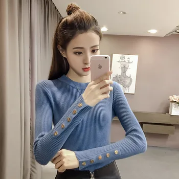 

Sweater Women's Wear Small Fresh Long Sleeve Knitting Shirt Slim Fit Joker Backing Top