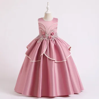 

Girls Dresses Flower Vintage Embroidery Baby Girls Dress Opening Ceremony Clothing Party Elegant Wear Princess Kids Vestidos