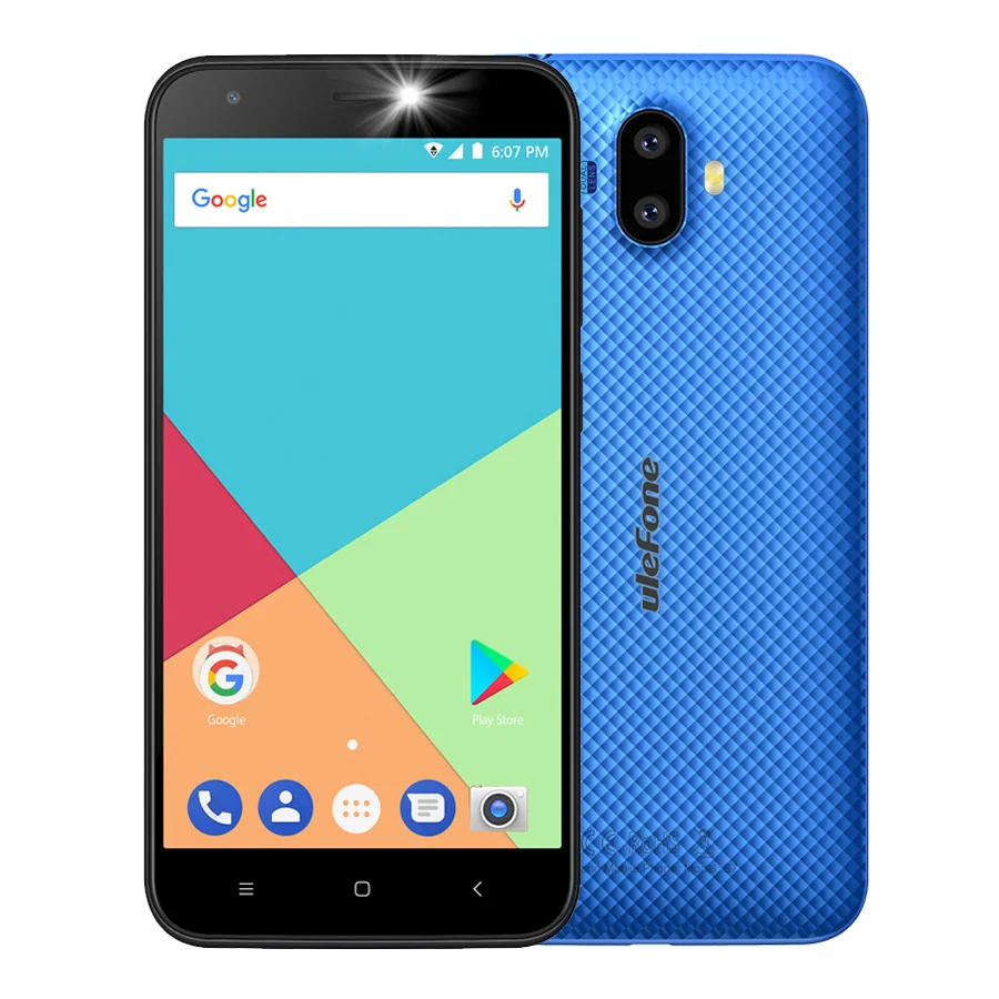 Ulefone S7 две задние камеры Android 7,0 MTK6580A четырехъядерный 5,0 ''HD 8MP 1 ГБ ОЗУ 8 Гб ПЗУ 2500 мАч 3g WCDMA мобильный телефон