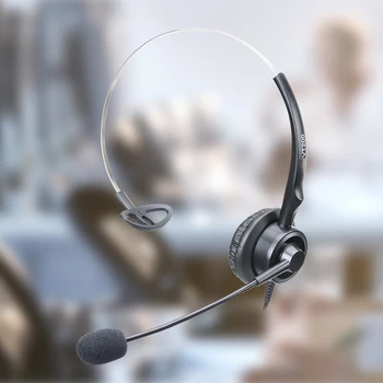 

Phone Headset Crystal Head Call Center Headset, Noise Cancelling Microphone with Double 3.5mm Plug / USB Connector for Computer