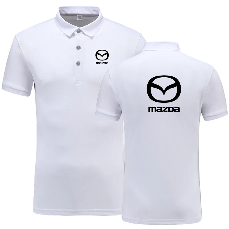 Мужская рубашка поло Mazda рубашка хлопок короткий рукав рубашка бренды майки летние топы - Цвет: Белый