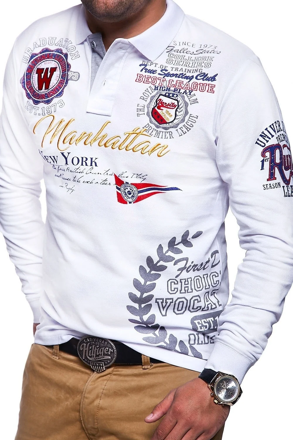 Белый ZOGAA, новые модели, Aeronautica Militare Camisa Masculina Polo, Мужская рубашка поло с длинным рукавом, брендовая Однотонная рубашка поло, 4 цвета, S-3XL - Цвет: Белый