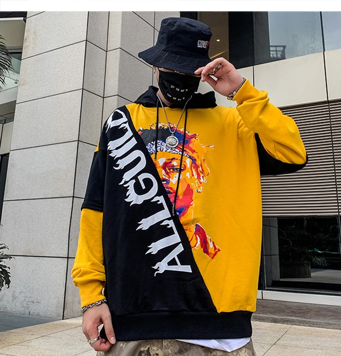 AELFRIC Модные Цветные часы с буквенным принтом толстовки мужские Harajuku Уличная Повседневная хлопковая толстовка с капюшоном пуловер в стиле хип-хоп