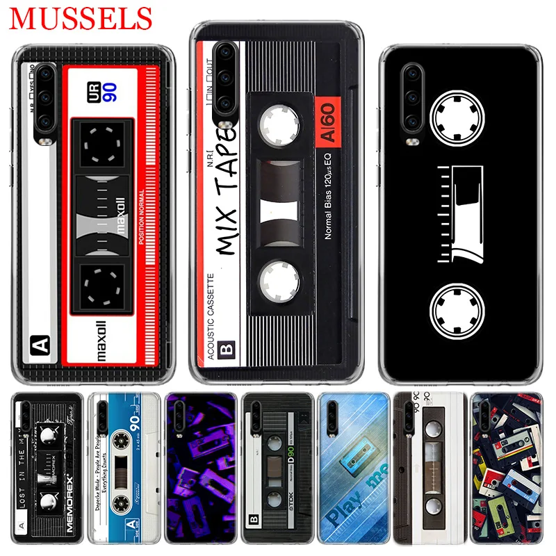 

Vintage Magnetic Tape Cassette Cover Phone Case for Huawei P30 P20 Mate 20 10 Pro P10 Lite P Smart + Plus 2019 Coque Shell Capa