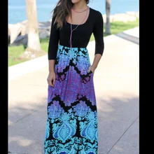 Женское цветочное длинное платье макси с длинным рукавом для вечеринки, Летний Пляжный сарафан, Новинка