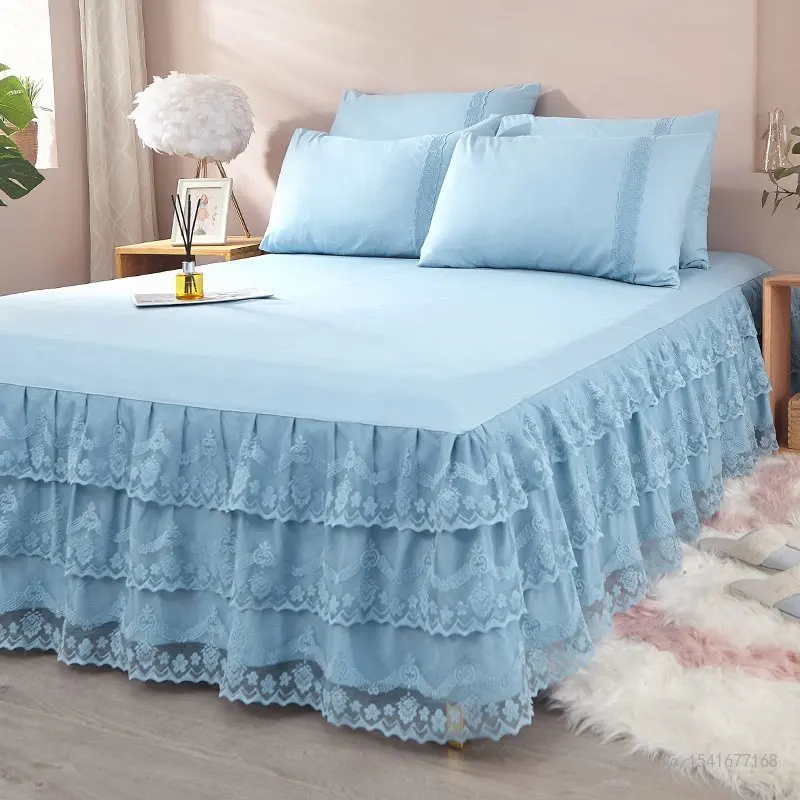 Floral Style Bedspread Double Lace Bed Skirt Single/Queen Size  Skin-friendly Mattress Cover cubrecamas(Pillowcase Need Order) - AliExpress