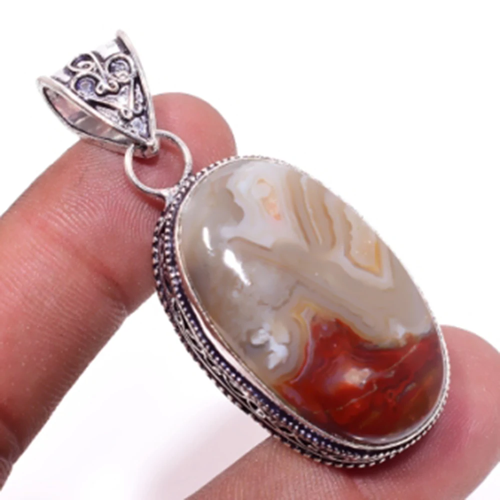 Подвеска Crazy Lace Agates с серебряным покрытием из меди 57 мм P6756 | Украшения и