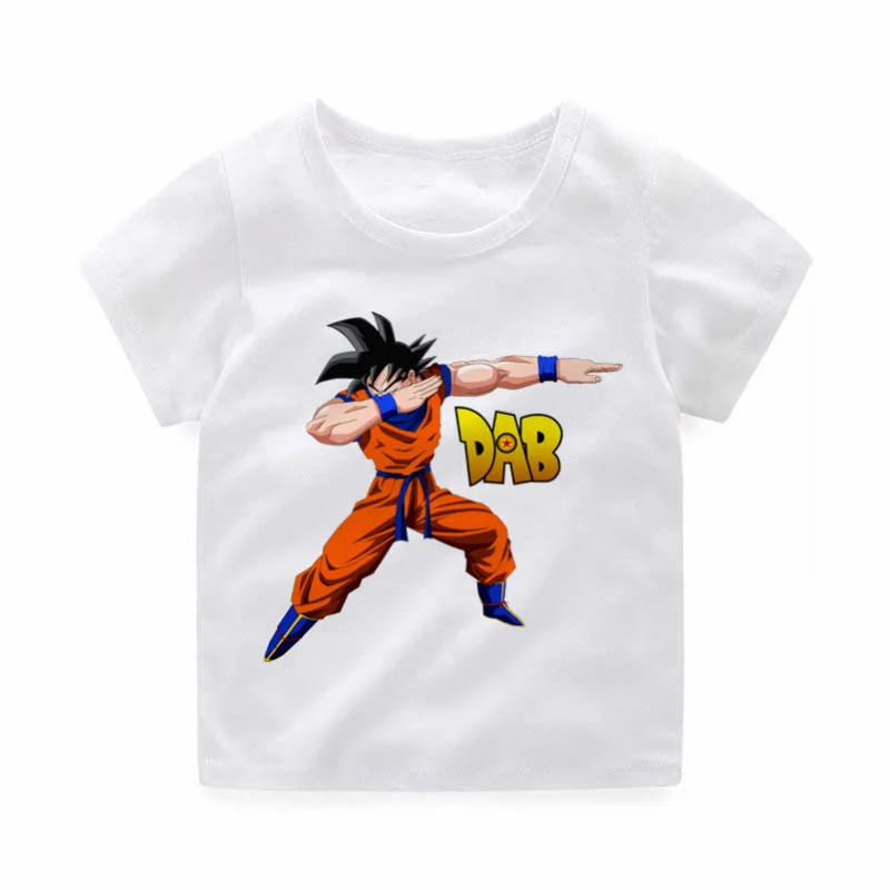 HKP2184A-White Маленький мальчик и девочка вытирая Dragon Ball Z футболки Goku дeтскaя лeтняя со смешными героями из мультфильмов футболка для детей в стиле «Harajuku для мальчиков и девочек детская одежда - Цвет: HKP2184A-White